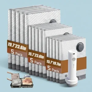 Cordless Compression Travel Vacuum with Rechargeable Pump - Set of 15